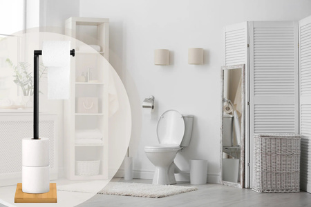 Stojak Łazienkowy Na Papier Toaletowy Bambusowy P70505 Czarny