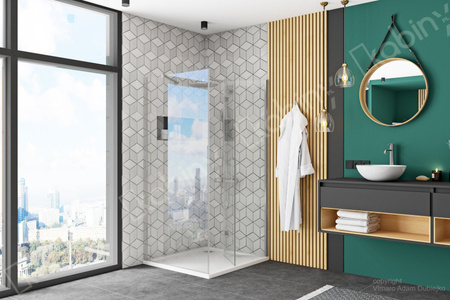 Kabina Prysznicowa Składana Molier Chrom Ze Ścianką Stałą