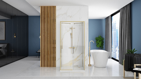 Przyścienna Kabina Prysznicowa Rapid Slide Złoto Szczotkowane