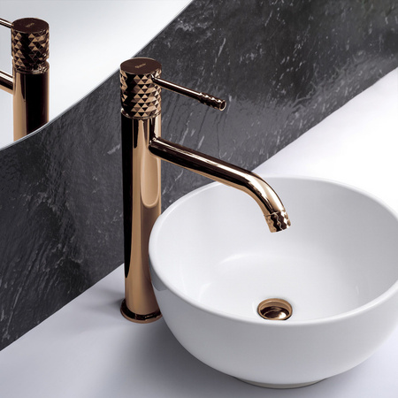 Bateria Umywalkowa Lungo Diamond Miedź Wysoka