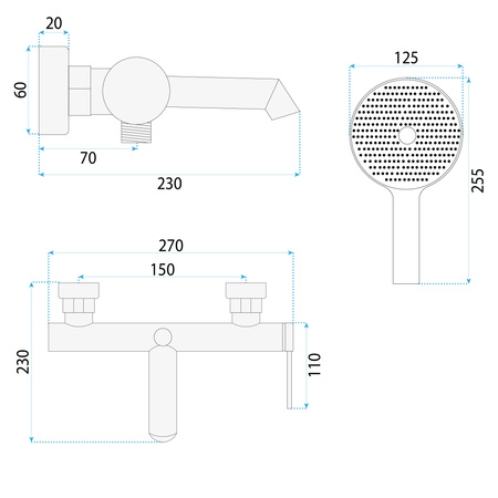 Bateria Wannowa Foss Miedź Szczotkowana