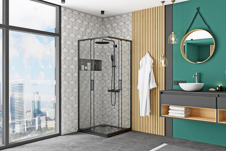 Czarna Kabina Prysznicowa Punto 80 x 80 Black