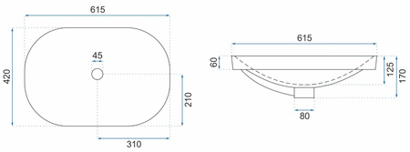Umywalka Wpuszczana Arleta 61
