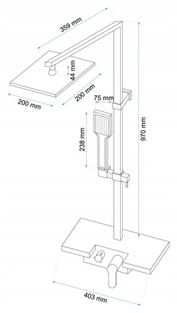 Zestaw Prysznicowy z Wylewką Chromowany Lucas