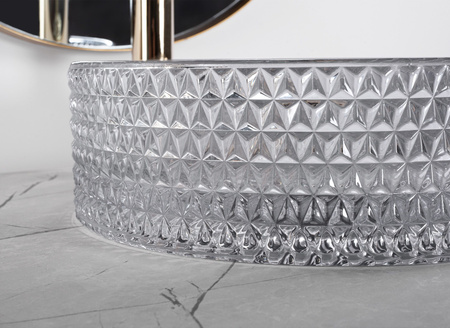 Umywalka Nablatowa Szklana Cristal Light Grey
