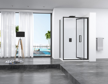 Czarna Narożna Kabina Prysznicowa Rapid Fold Składana