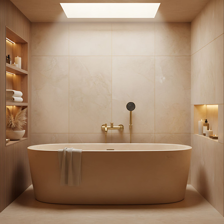 Bateria Wannowa Ścienna Foster Złota Szczotkowana