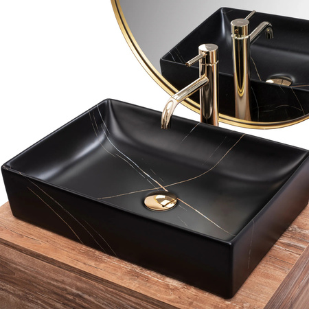 Umywalka Nablatowa Inga Black Marble Mat