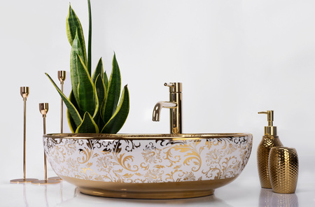 Umywalka Nablatowa Ceramiczna Margot White Gold