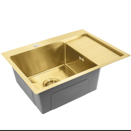 Zlewozmywak Kuchenny Finn Złoty Szczotkowany + Syfon