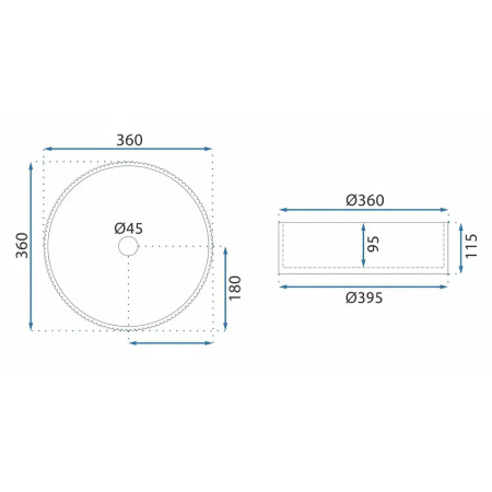Umywalka Nablatowa Suri 36 Brown
