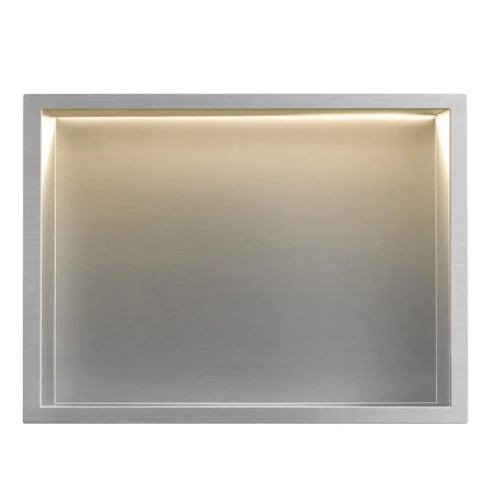 Półka Łazienkowa Wnękowa LED 45x30 Stal Szczotkowana