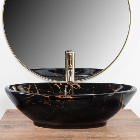 Umywalka Nablatowa Pamela Black Marble Shiny