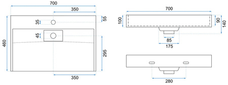 Umywalka Konglomeratowa Nablatowa Goya 70 cm + Stelaż