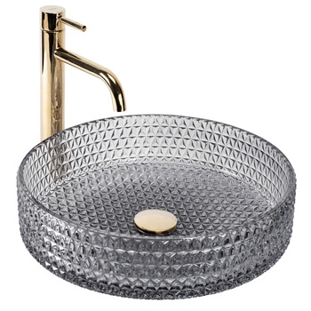 Umywalka Nablatowa Szklana Cristal Grey 39