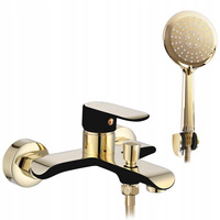 Bateria Wannowa Ścienna Bloom Czarna Złota