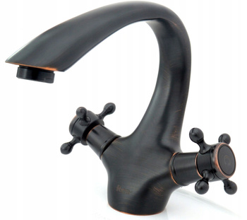 Bateria Umywalkowa Retro Postarzana Czarna Niska