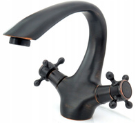 Bateria Umywalkowa Retro Postarzana Czarna Niska