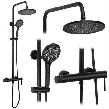 Zestaw Natryskowy Natynkowy Czarny Fiss Clif