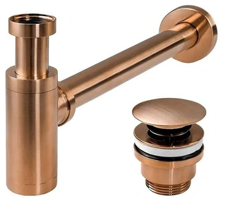 Syfon Umywalkowy Uniwersalny Z Korkiem Klik-Klak Miedź Szczotkowana