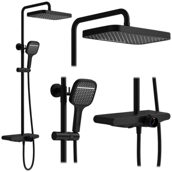 Zestaw Natryskowy Z Wylewką Rea Bari Czarny