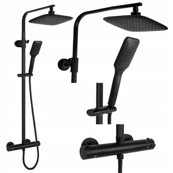 Zestaw Natryskowy Tom Black Czarny Termostat